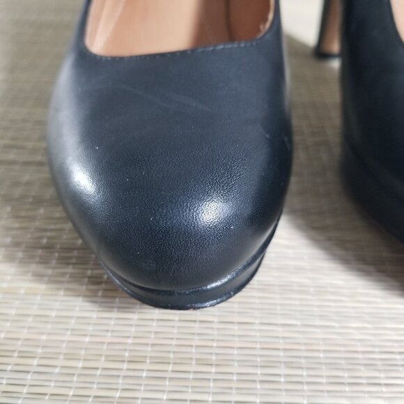 Clarks Artisian Womens 7 M Navy 3" Heel Platform Pumps Round Toe Leather Shoe - Picture 11 of 16